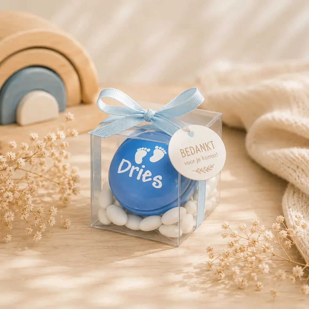 Doopsuiker mica kubus – set van 12 doosjes