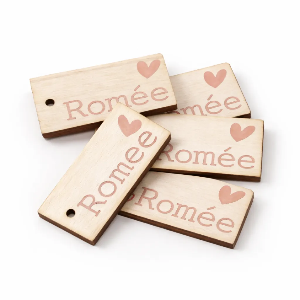 Rechthoekige houten labeltjes – set van 12