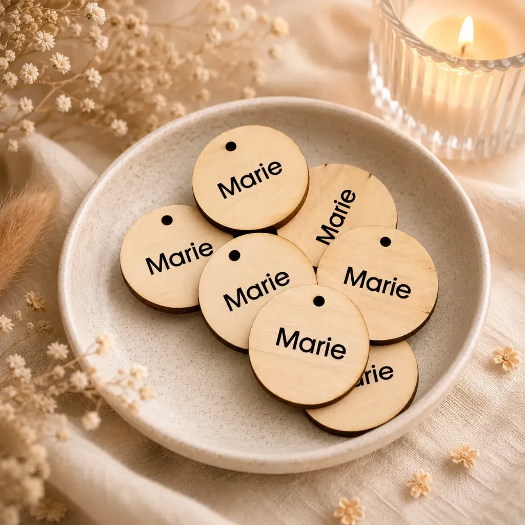 Ronde houten labeltjes – set van 12
