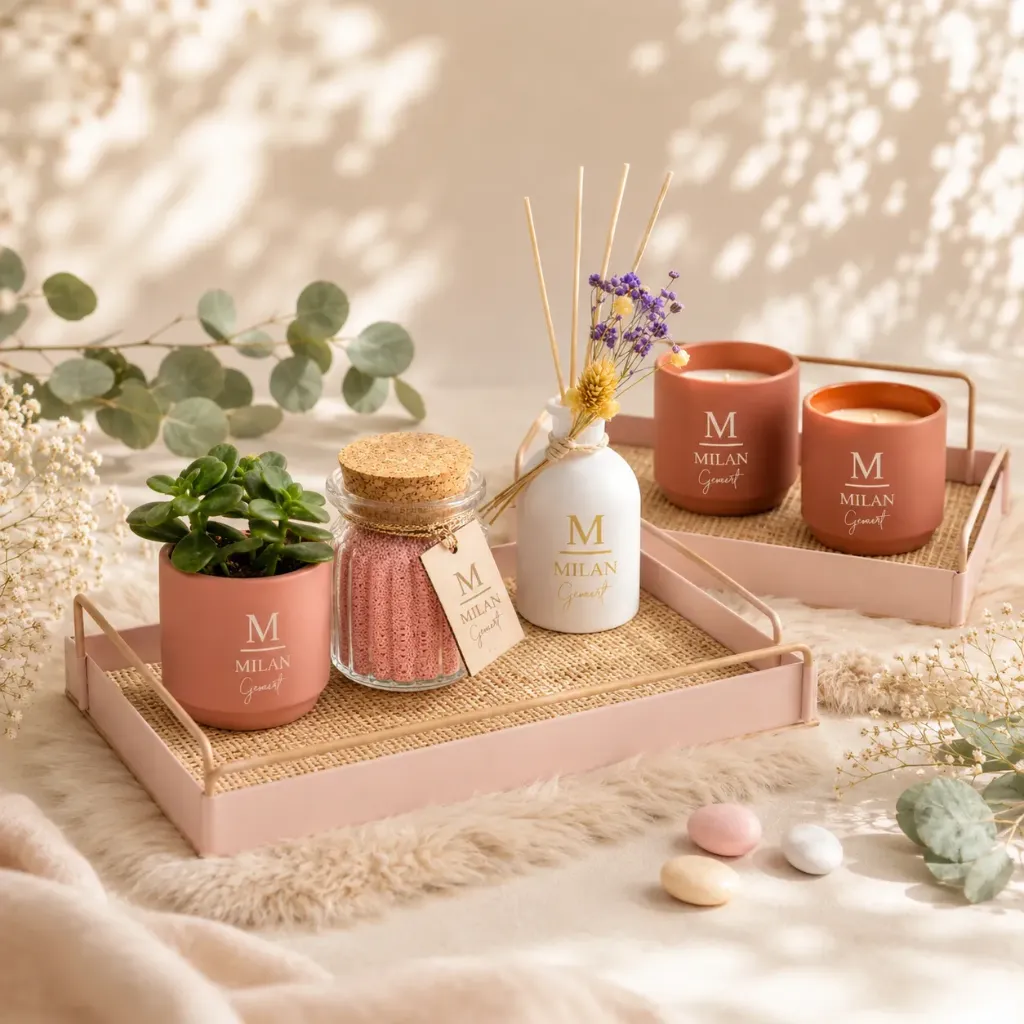 Rieten dienbladen – Blush