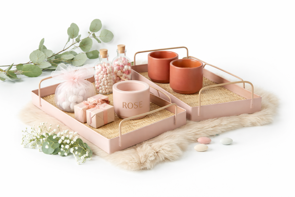 Rieten dienbladen – Blush