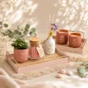 Rieten dienbladen – Blush