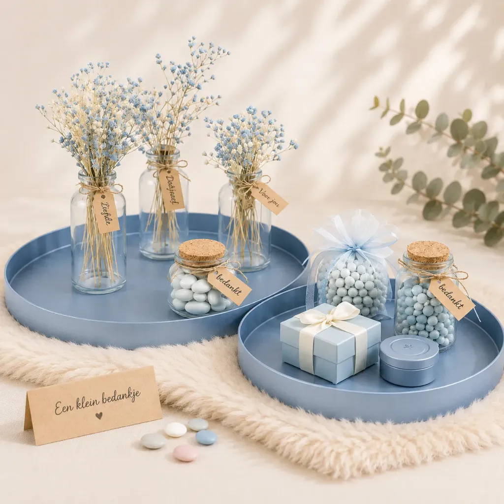 Ronde metalen dienbladen – Blauw