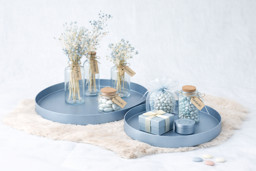 Ronde metalen dienbladen – Blauw