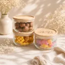 Set van 3 Glazen cilinderpotten