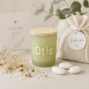 Zijdegroen geurkaarsje met houten dekseltje – set van 12