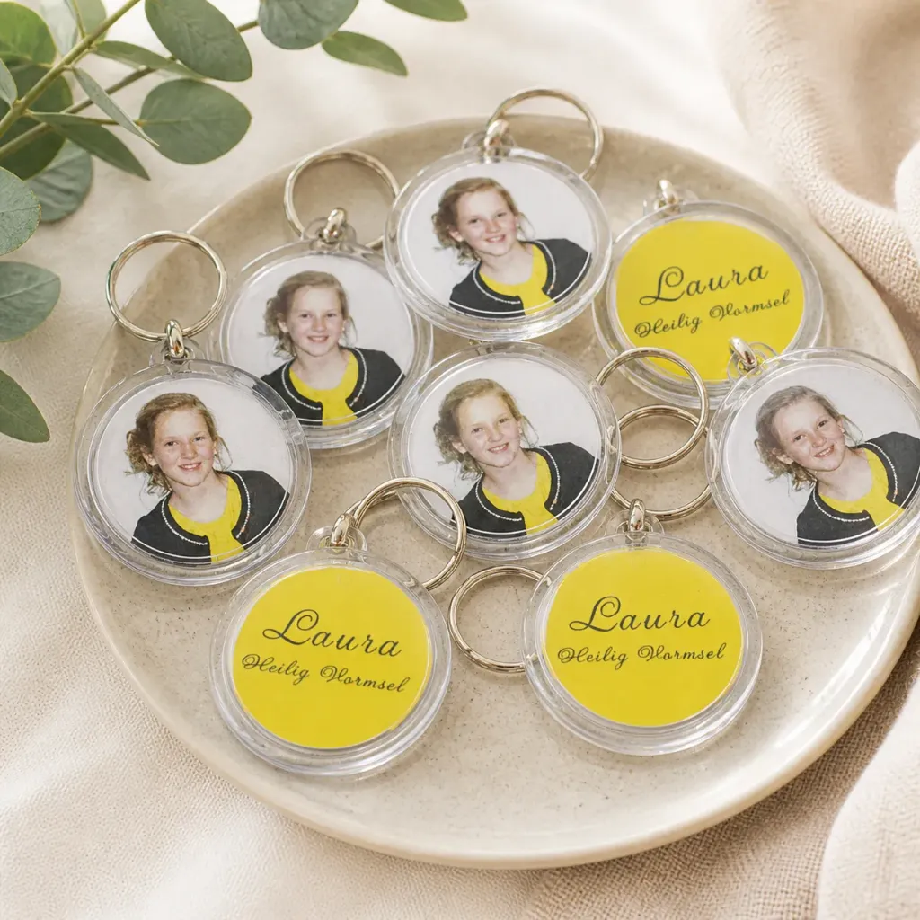 Ronde plexi sleutelhanger (set van 12)