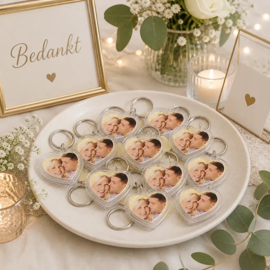 Sleutelhanger hartje in plexi (set van 12)