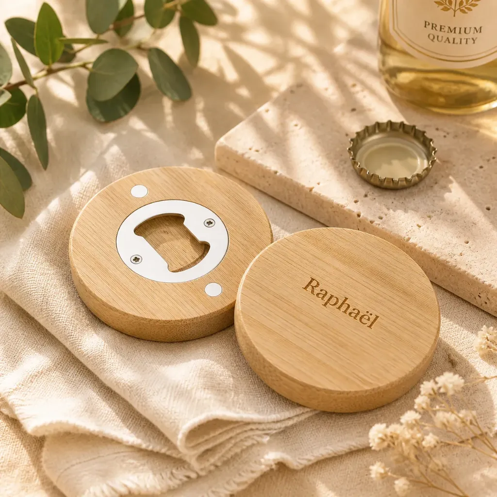 Houten Flesopener met Magneet – Set van 12