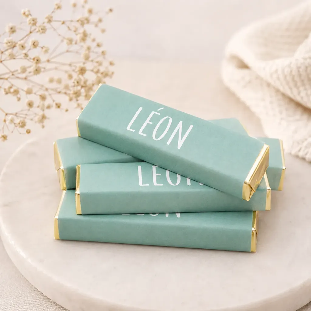 Gepersonaliseerde chocoladerepen met pralinevulling – Set van 12 stuks