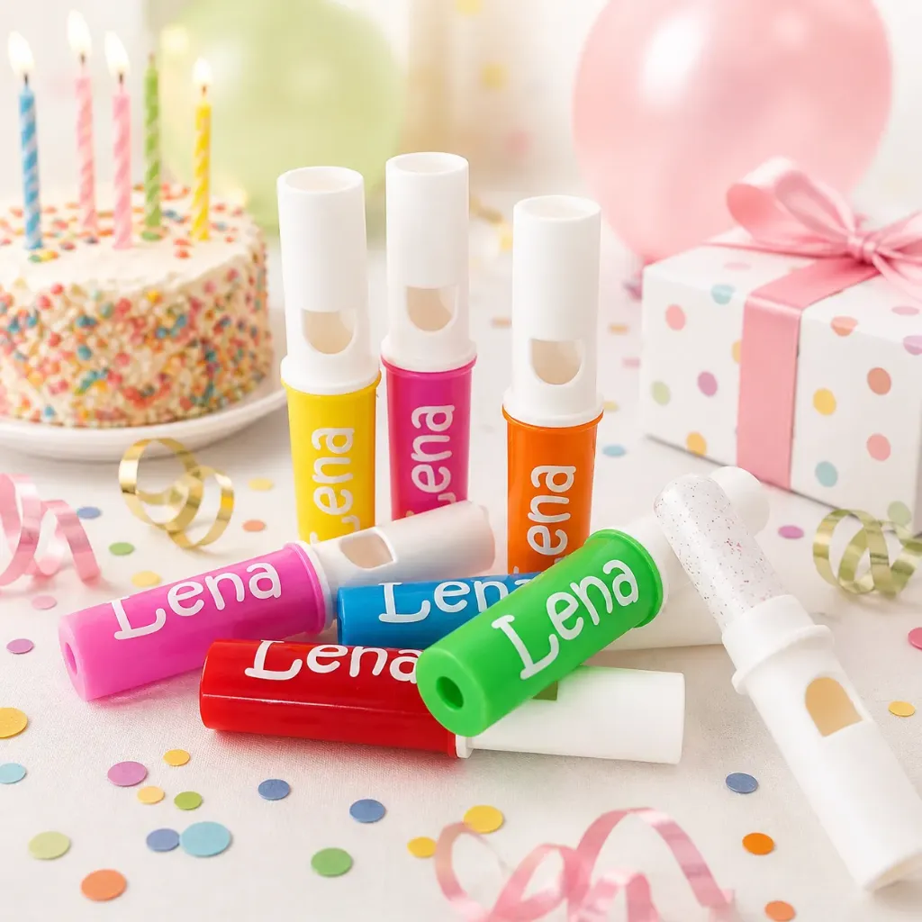 Fluitjes gepersonaliseerd met naam – Set van 12 (ecru, strak)