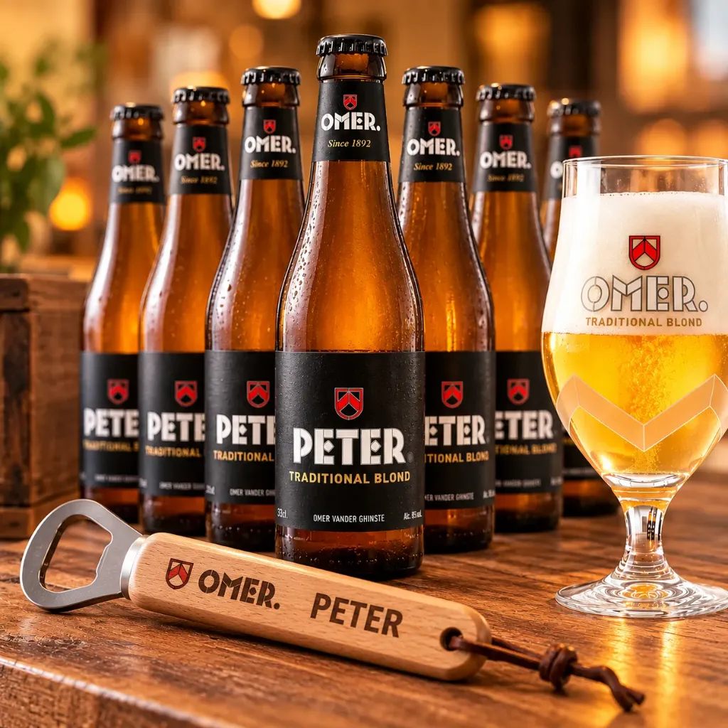 Gepersonaliseerde bieretiketten Omer-stijl (set van 6)