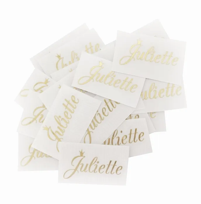 Naamstickers – set van 12 (ecru, strak, 2,5 tot 4cm lang)